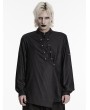 Punk Rave Black Gothic Dark Punk Asymmetric Placket Shirt for Men