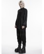 Punk Rave Black Gothic Dark Punk Asymmetric Placket Shirt for Men