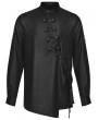 Punk Rave Black Gothic Dark Punk Asymmetric Placket Shirt for Men