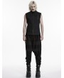 Punk Rave Black Gothic Cyberpunk Rivets Zipper Vest for Men