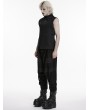 Punk Rave Black Gothic Cyberpunk Rivets Zipper Vest for Men