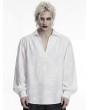 Punk Rave White Gothic Retro Embroidered Loose Puff Sleeve Shirt for Men