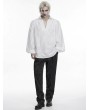 Punk Rave White Gothic Retro Embroidered Loose Puff Sleeve Shirt for Men