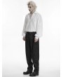 Punk Rave White Gothic Retro Embroidered Loose Puff Sleeve Shirt for Men