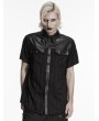 Punk Rave Black Gothic Punk Plaid Leather Patch Shirt for Men