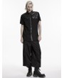 Punk Rave Black Gothic Punk Plaid Leather Patch Shirt for Men