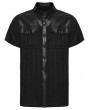 Punk Rave Black Gothic Punk Plaid Leather Patch Shirt for Men