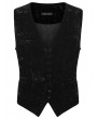 Punk Rave Black Gothic Retro Patterned Velvet Waistcoat for Men