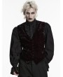Punk Rave Black and Red Gothic Retro Patterned Velvet Waistcoat for Men