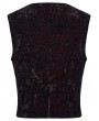 Punk Rave Black and Red Gothic Retro Patterned Velvet Waistcoat for Men