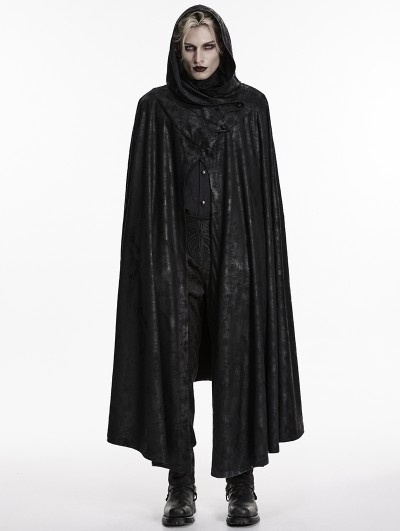 Punk Rave Black Gothic Night Bat Wing Hooded Cloak for Men