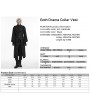 Punk Rave Black Gothic Drama Lapel Collar Long Vest for Men