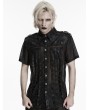 Punk Rave Black Gothic Punk Distressed Mesh Drawstring Shirt for Men