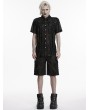 Punk Rave Black Gothic Punk Distressed Mesh Drawstring Shirt for Men