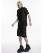 Punk Rave Black Gothic Punk Distressed Mesh Drawstring Shirt for Men