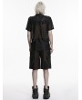 Punk Rave Black Gothic Punk Distressed Mesh Drawstring Shirt for Men