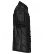Punk Rave Black Gothic Punk Distressed Mesh Drawstring Shirt for Men