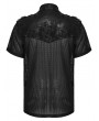 Punk Rave Black Gothic Punk Distressed Mesh Drawstring Shirt for Men