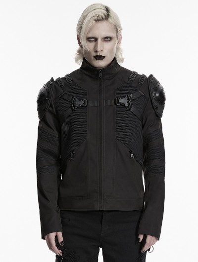 Punk Rave Black Gothic Punk Functional Future Armor Coat for Men
