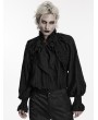 Punk Rave Black Gothic Ruffled Bow Tie Pullover Shirt for Men