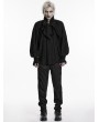 Punk Rave Black Gothic Ruffled Bow Tie Pullover Shirt for Men