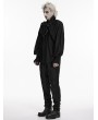 Punk Rave Black Gothic Ruffled Bow Tie Pullover Shirt for Men