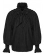 Punk Rave Black Gothic Ruffled Bow Tie Pullover Shirt for Men