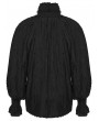 Punk Rave Black Gothic Ruffled Bow Tie Pullover Shirt for Men