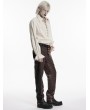 Punk Rave Ivory Retro Gothic Distressed Lace-Up Shirt for Men