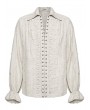Punk Rave Ivory Retro Gothic Distressed Lace-Up Shirt for Men