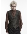 Punk Rave Black and Coffee Gothic Retro Jacquard Waistcoat for Men