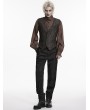 Punk Rave Black and Coffee Gothic Retro Jacquard Waistcoat for Men
