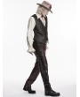 Punk Rave Black and Coffee Gothic Retro Jacquard Waistcoat for Men