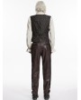 Punk Rave Black and Coffee Gothic Retro Jacquard Waistcoat for Men