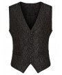 Punk Rave Black and Coffee Gothic Retro Jacquard Waistcoat for Men