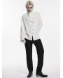 Punk Rave White Retro Gothic Jacquard Men's Shirt with Detachable Bowtie