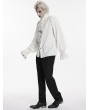 Punk Rave White Retro Gothic Jacquard Men's Shirt with Detachable Bowtie