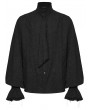 Punk Rave Black Retro Gothic Jacquard Men's Shirt with Detachable Bowtie