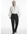 Punk Rave White Gothic Retro Ruffles Lace-Up Collar Shirt for Men