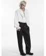 Punk Rave White Gothic Retro Ruffles Lace-Up Collar Shirt for Men