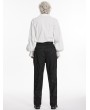 Punk Rave White Gothic Retro Ruffles Lace-Up Collar Shirt for Men