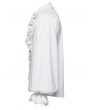Punk Rave White Gothic Retro Ruffles Lace-Up Collar Shirt for Men