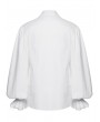 Punk Rave White Gothic Retro Ruffles Lace-Up Collar Shirt for Men