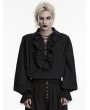 Punk Rave Black Gothic Retro Ruffles Lace-Up Collar Shirt for Men