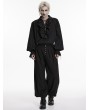 Punk Rave Black Gothic Retro Ruffles Lace-Up Collar Shirt for Men