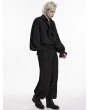 Punk Rave Black Gothic Retro Ruffles Lace-Up Collar Shirt for Men