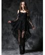 Dark in Love Black Off-the-Shoulder Long Sleeves High-Low Lace Gothic Dress