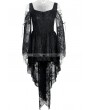 Dark in Love Black Off-the-Shoulder Long Sleeves High-Low Lace Gothic Dress