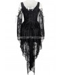 Dark in Love Black Off-the-Shoulder Long Sleeves High-Low Lace Gothic Dress