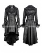 Dark in Love Black Gothic Leather Dovetail Robe Jacket with Eyelets Cap